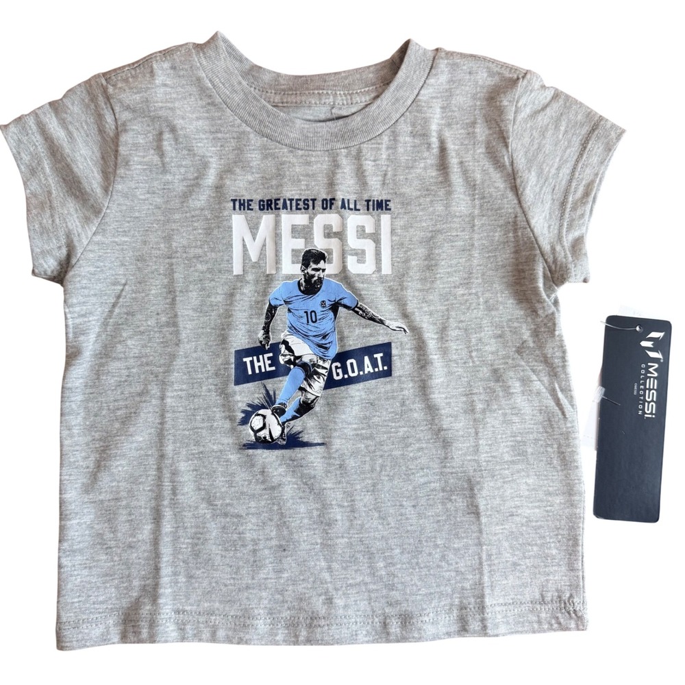 Kids Messi The GOAT Graphic T Shirt Gray 12M Soccer